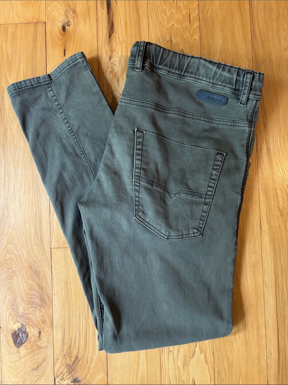 DIESEL | Olive Khaki Krooley NE Slim Fit Y2K Utility Sweat Jeans | Size 36x32